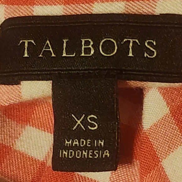 Talbots Dobby popover Top-Gingham sz XS nwot - Picture 4 of 4